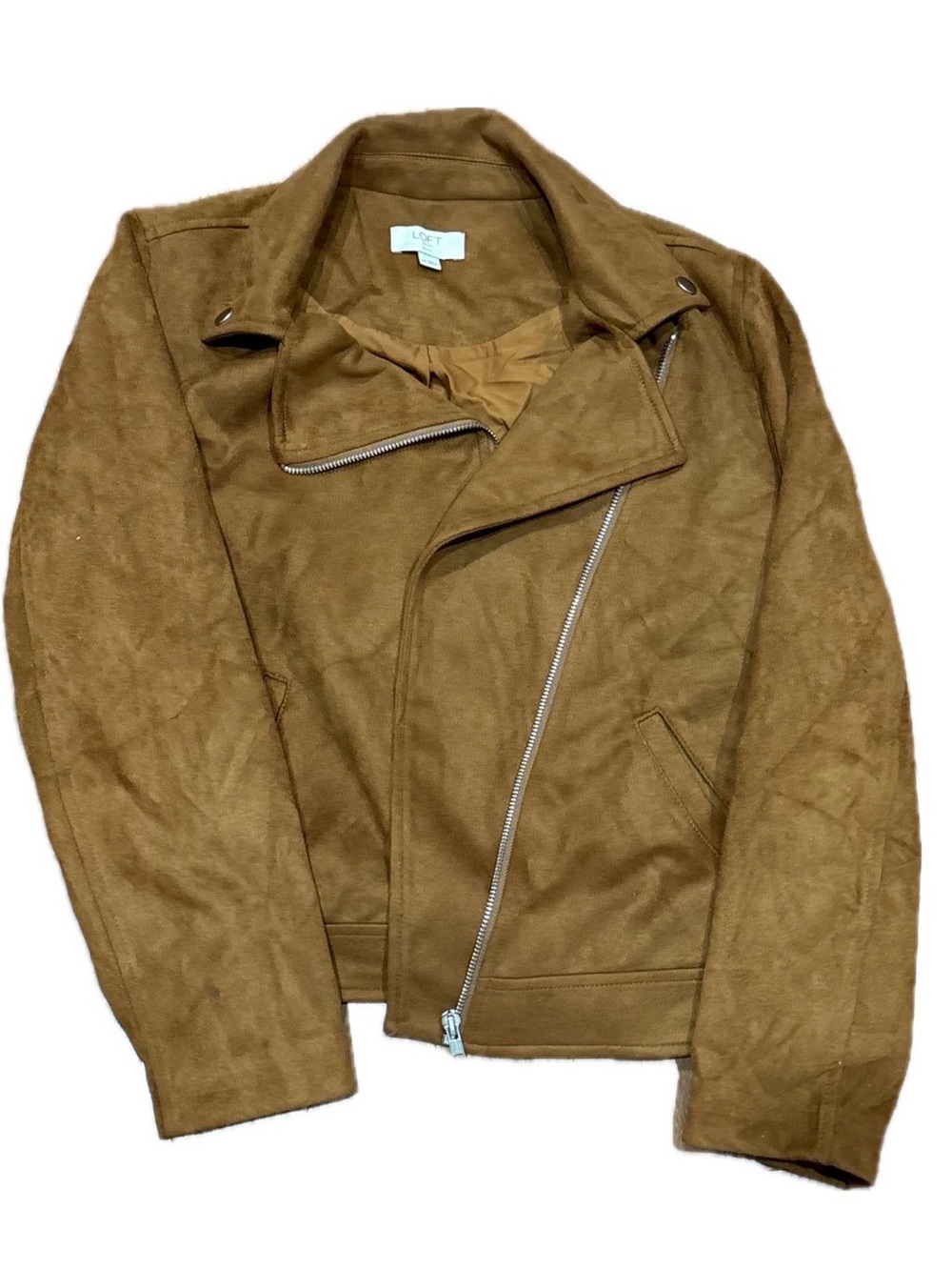 LOFT Brown Suede-Style Moto Jacket